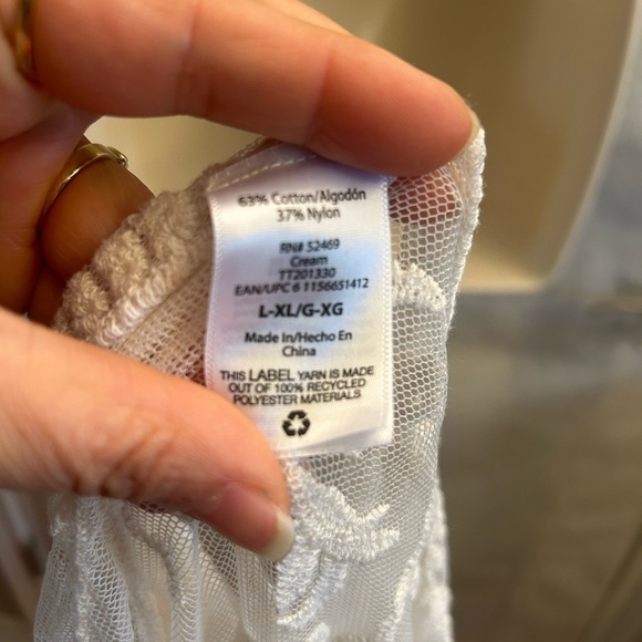 Sheer Off White Lace Kimono cardigan cover up dress Sz-L/XL. AA13 - Picture 8 of 9